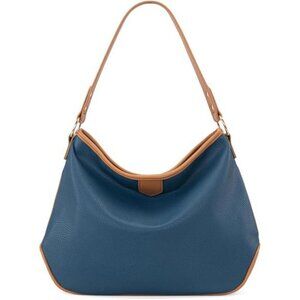 Hobo Bags for Women Vegan Leather Shoulder Satchel Classic Design Purse, Blue